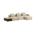 Dreisitziges Cobana Lounge Sofa in Bouclé Beige mit Armlehnen, Hocker und Patio Storage Table aus Aluminium und Teakholz | Cobana Lounge Sofa - 3 seater w/ Patio Storage Table - Boucle Beige Mit Armlehnen Mit Hocker | SACKit
