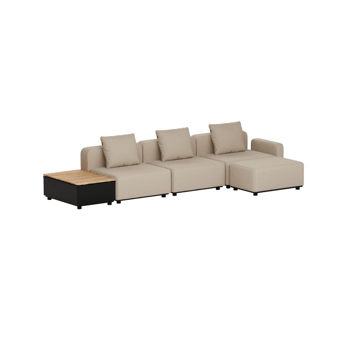 Cobana Lounge Sofa - 3 seater w/ Patio Storage Table | Cobana Lounge Sofa - 3 seater w/ Patio Storage Table - Boucle Beige Mit Armlehnen Mit Hocker | SACKit