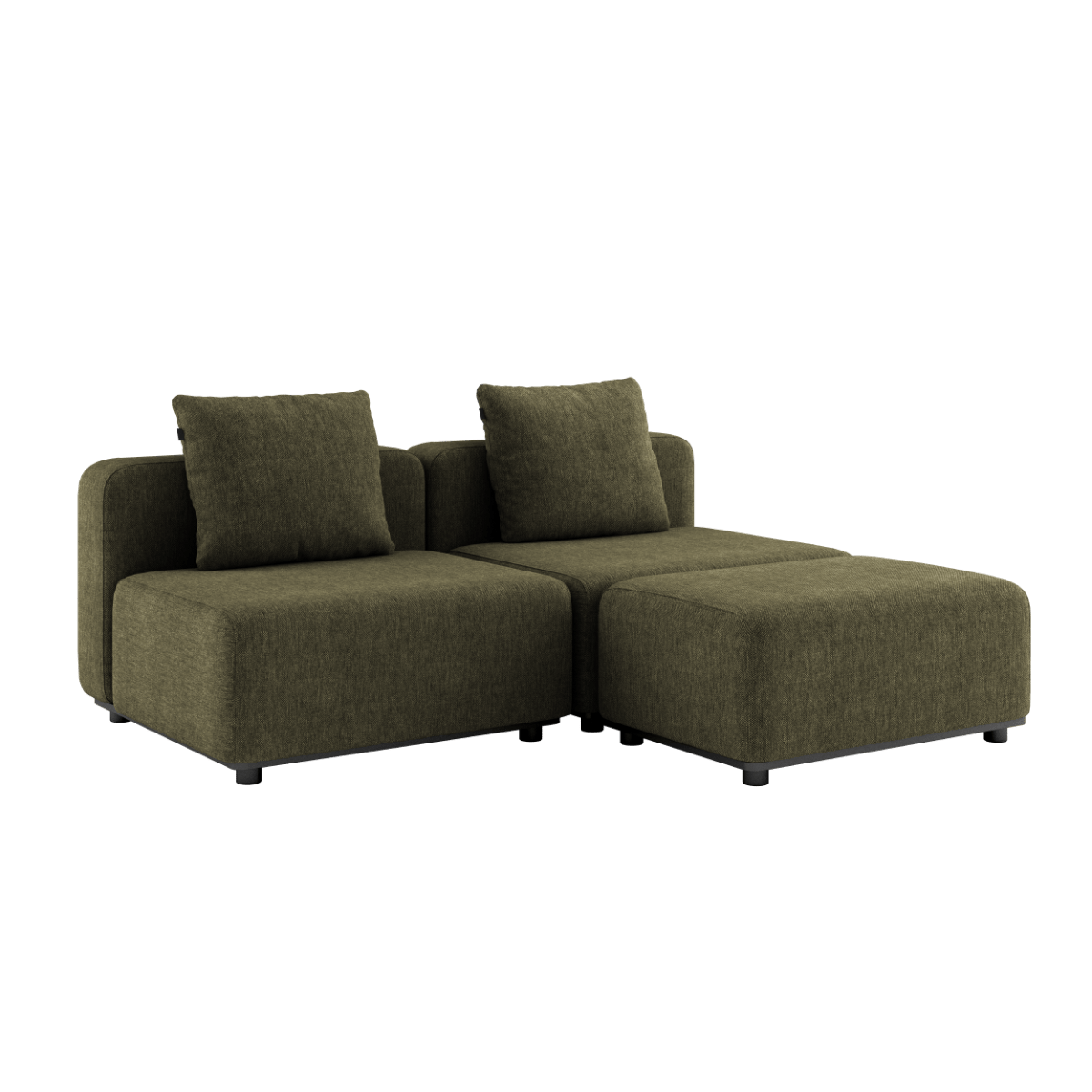 Cobana Lounge Sofa 2-Sitzer in Kirra Olive ohne Armlehnen mit Hocker aus wasserabweisendem Material