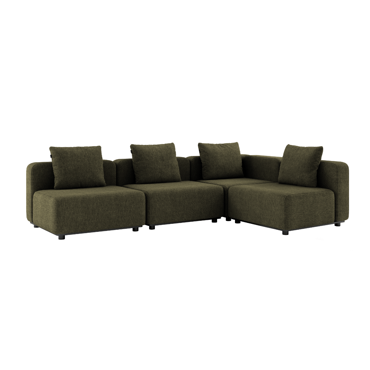 Ecksofa Cobana Lounge 4-Sitzer in Kirra Olive ohne Armlehnen, modular und für draußen geeignet