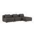 Cobana Lounge Sofa 3-Sitzer Chaise in grauem wasserabweisendem Material mit Aluminiumrahmen