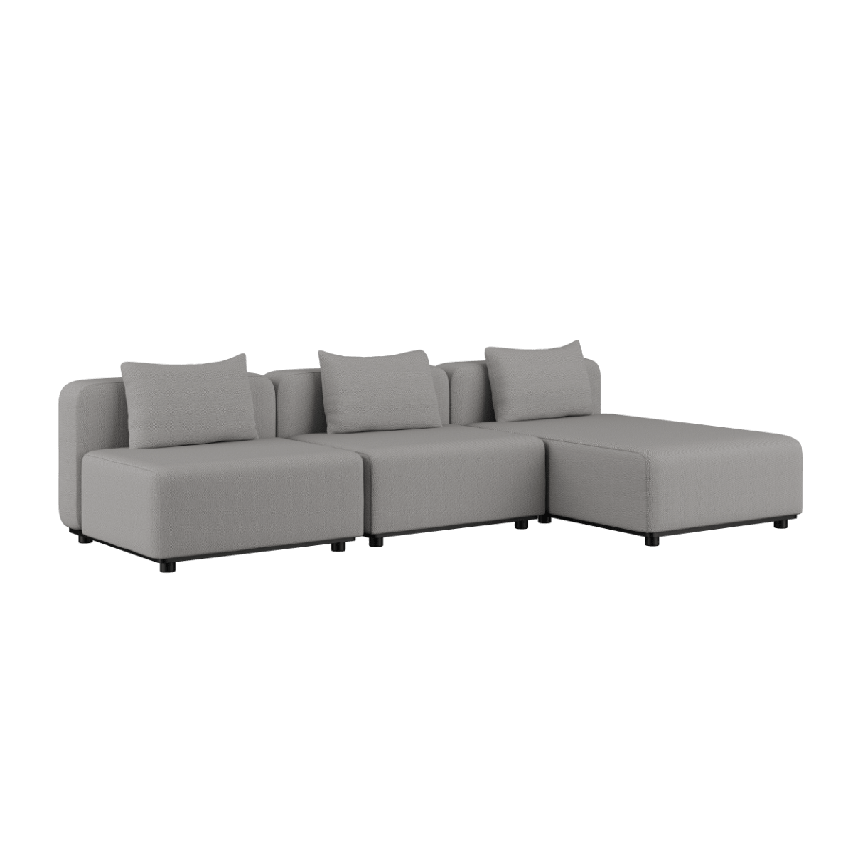 Cobana Lounge Sofa 3 - Sitzer Chaise in sand melange mit klaren Linien und pulverbeschichtetem Aluminiumrahmen | Cobana Lounge Sofa - 3 Seater Chaise - Cobana Sand Melange | SACKit