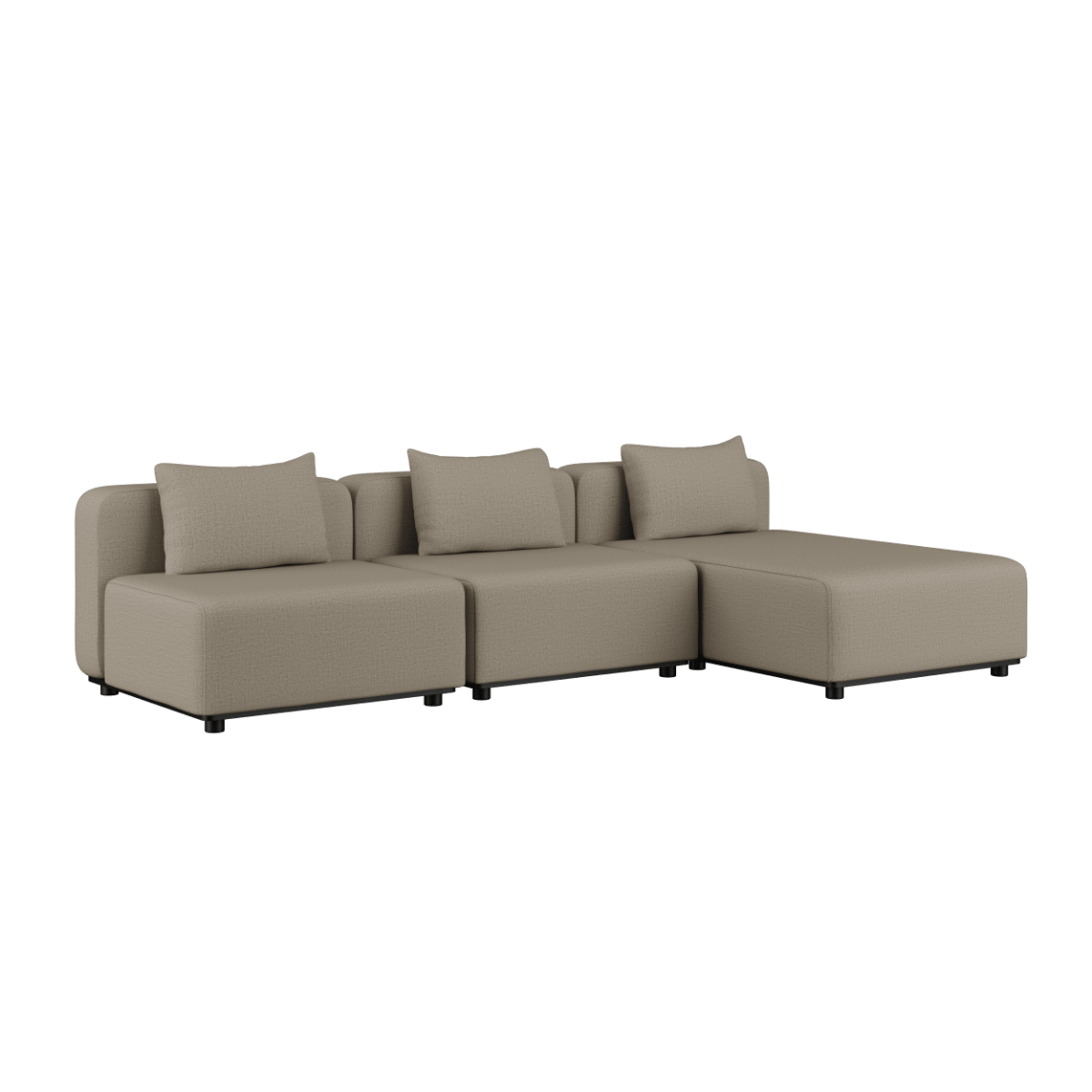 Cobana Lounge Sofa 3 - Sitzer Chaise in Kirra Sand mit klaren Linien und modularer Bauweise für den Außenbereich. | Cobana Lounge Sofa - 3 Seater Chaise - Kirra Sand | SACKit