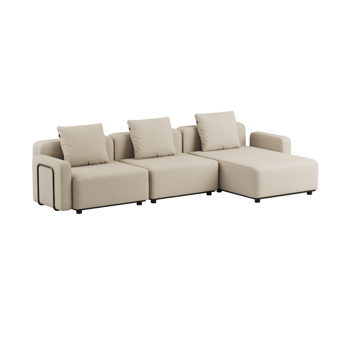 Cobana Lounge Sofa 3 - Sitzer mit Chaiselongue in Kirra Sand, modular, ohne Armlehnen, skandinavisches Design | Cobana Lounge Sofa - 3 Seater Chaise - Kirra Olive Ohne Armlehnen | SACKit
