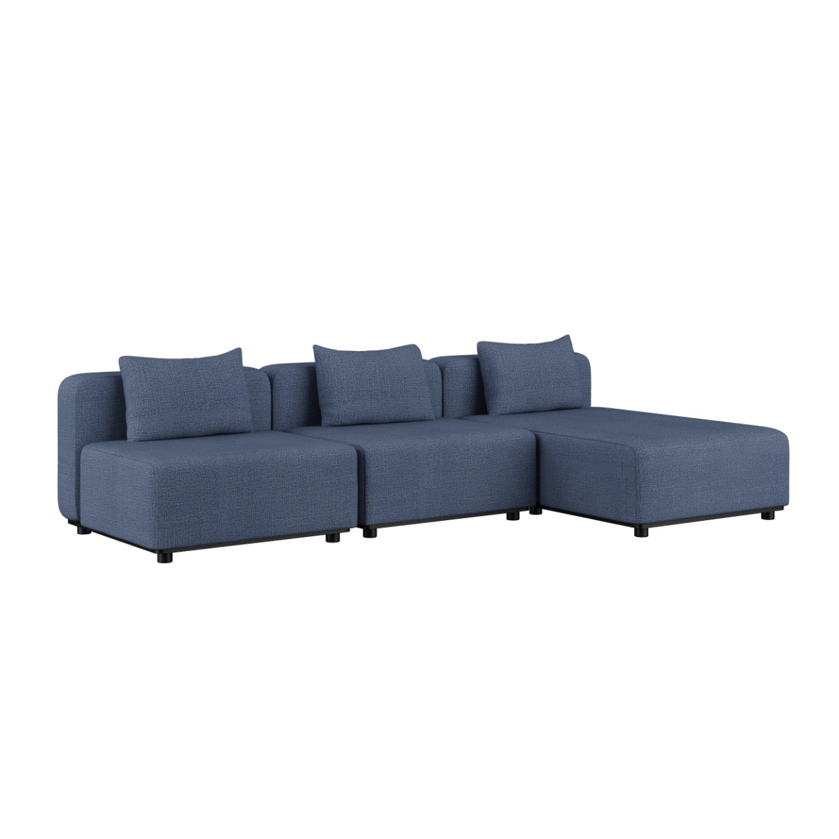 Cobana Lounge Sofa 3-Sitzer Chaise in Kirra Indigo mit Aluminiumrahmen und wasserabweisenden Textilien