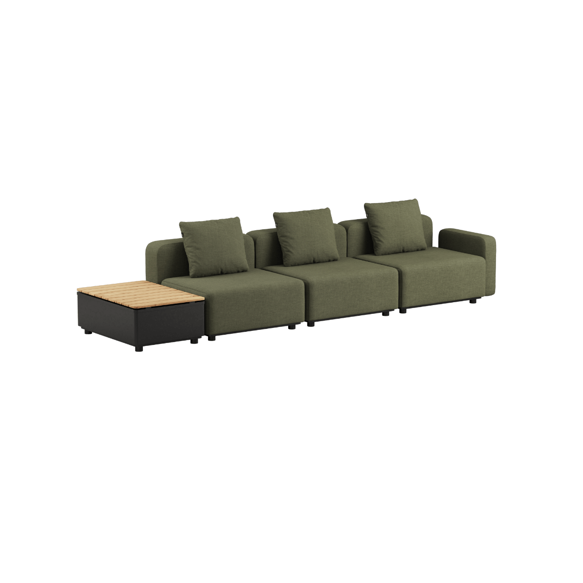 Cobana Lounge Sofa - 3 seater w/ Patio Storage Table | Cobana Lounge Sofa - 3 seater w/ Patio Storage Table - Kirra Olive Mit Armlehnen Ohne Hocker | SACKit