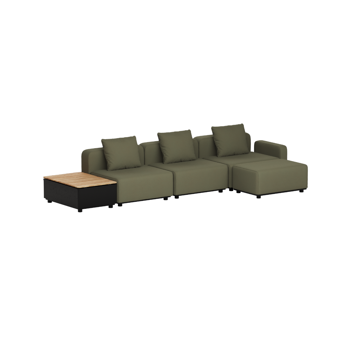 Cobana Lounge Sofa - 3 seater w/ Patio Storage Table | Cobana Lounge Sofa - 3 seater w/ Patio Storage Table - Kirra Olive Mit Armlehnen Mit Hocker | SACKit