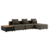 Braunes Cobana Lounge Sofa mit drei Sitzelementen, Hocker und Patio Storage Table aus Aluminium und Teakholz | Cobana Lounge Sofa - 3 seater w/ Patio Storage Table - Cobana Brown Ohne Armlehnen Mit Hocker | SACKit