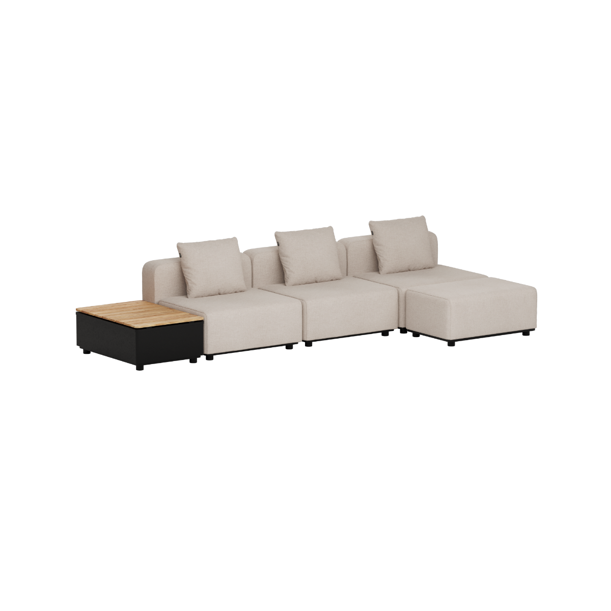 Cobana Lounge Sofa - 3 seater w/ Patio Storage Table | Cobana Lounge Sofa - 3 seater w/ Patio Storage Table - Kirra Sand Ohne Armlehnen Mit Hocker | SACKit