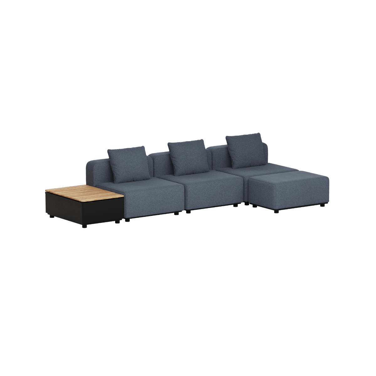 Cobana Lounge Sofa - 3 seater w/ Patio Storage Table | Cobana Lounge Sofa - 3 seater w/ Patio Storage Table - Kirra Indigo Ohne Armlehnen Mit Hocker | SACKit