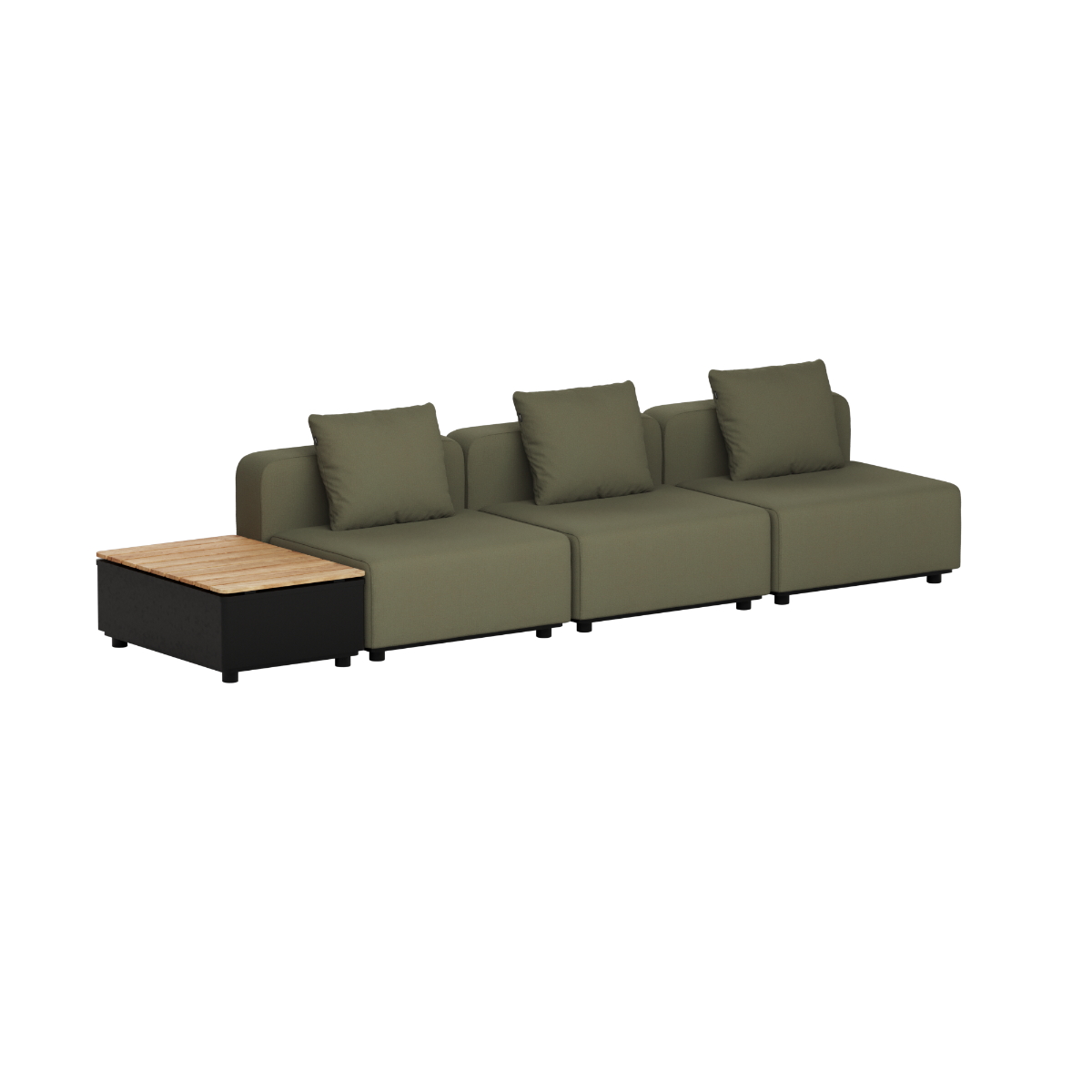 Cobana Lounge Sofa - 3 seater w/ Patio Storage Table | Cobana Lounge Sofa - 3 seater w/ Patio Storage Table - Kirra Olive Ohne Armlehnen Ohne Hocker | SACKit