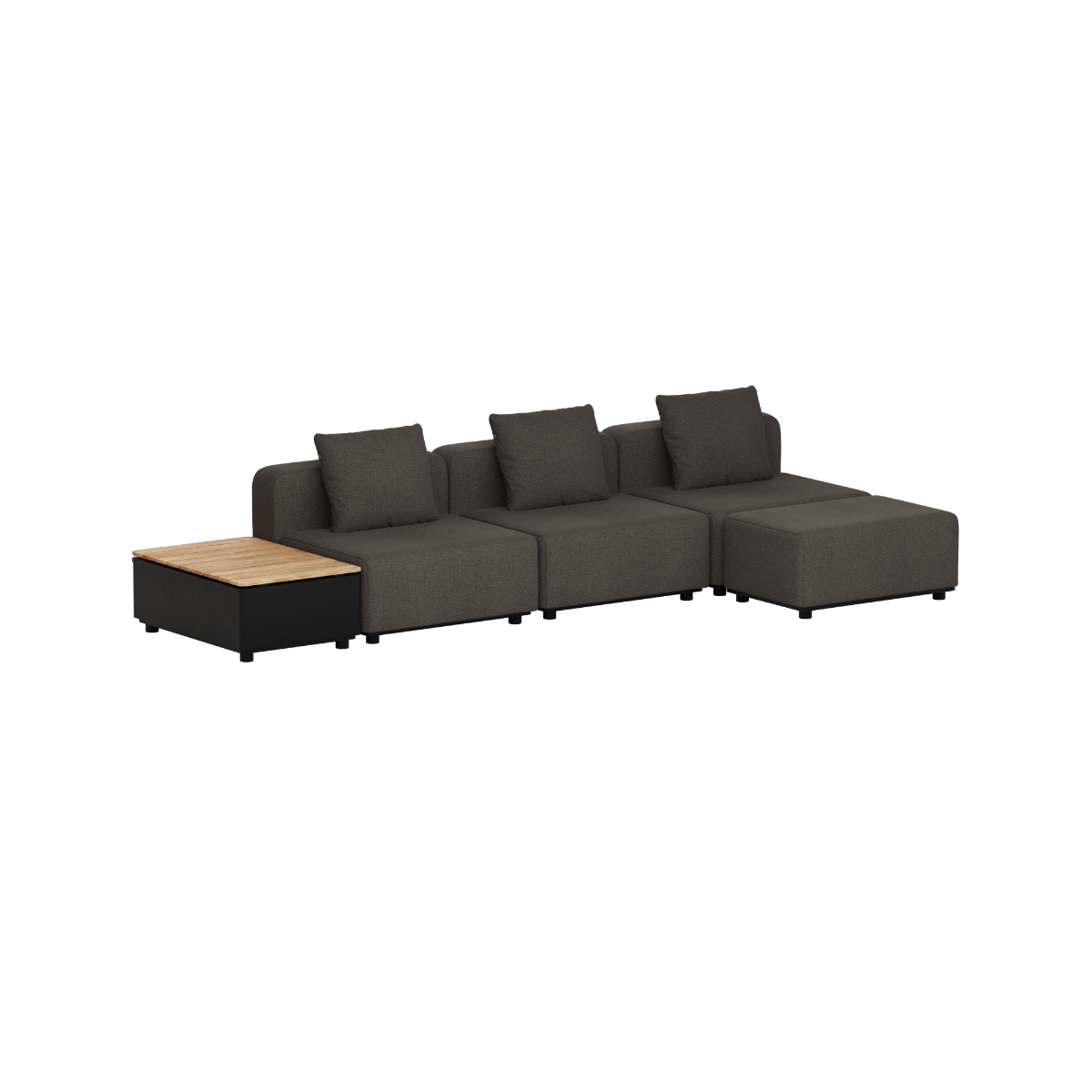 Cobana Lounge Sofa - 3 seater w/ Patio Storage Table | Cobana Lounge Sofa - 3 seater w/ Patio Storage Table - Kirra Noir Ohne Armlehnen Mit Hocker | SACKit