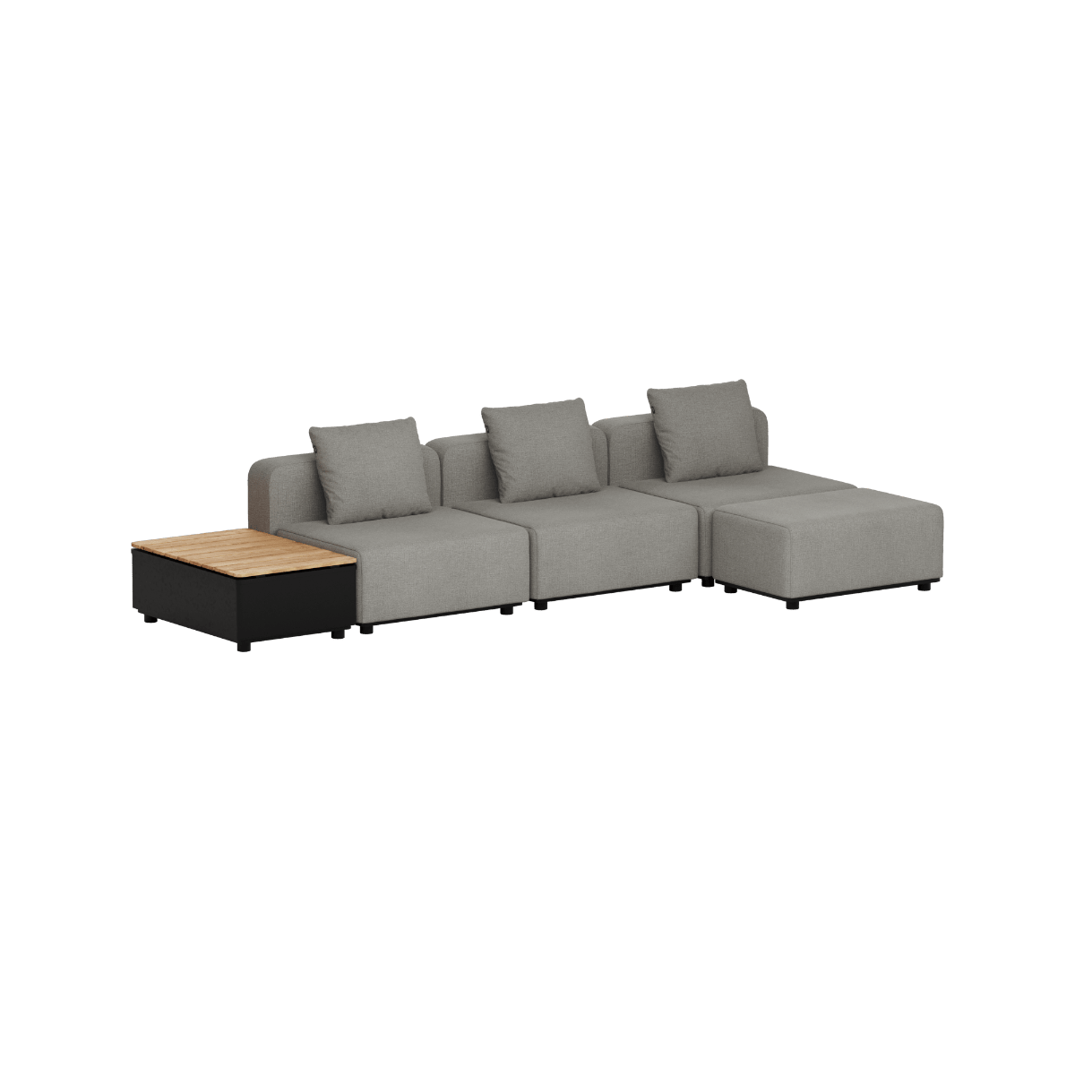 Cobana Lounge Sofa - 3 seater w/ Patio Storage Table | Cobana Lounge Sofa - 3 seater w/ Patio Storage Table - Kirra Grey Ohne Armlehnen Mit Hocker | SACKit