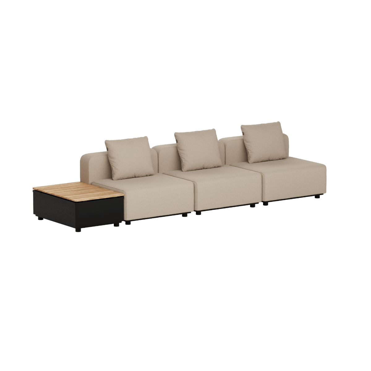 Cobana Lounge Sofa - 3 seater w/ Patio Storage Table | Cobana Lounge Sofa - 3 seater w/ Patio Storage Table - Boucle Beige Ohne Armlehnen Ohne Hocker | SACKit