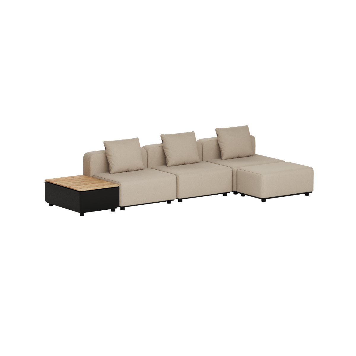 Cobana Lounge Sofa - 3 seater w/ Patio Storage Table | Cobana Lounge Sofa - 3 seater w/ Patio Storage Table - Boucle Beige Ohne Armlehnen Mit Hocker | SACKit