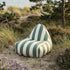 Runder SACKit Chair Outdoor in Renesse Olive mit Kaltschaumfüllung und schwarzem Textilene-Boden
