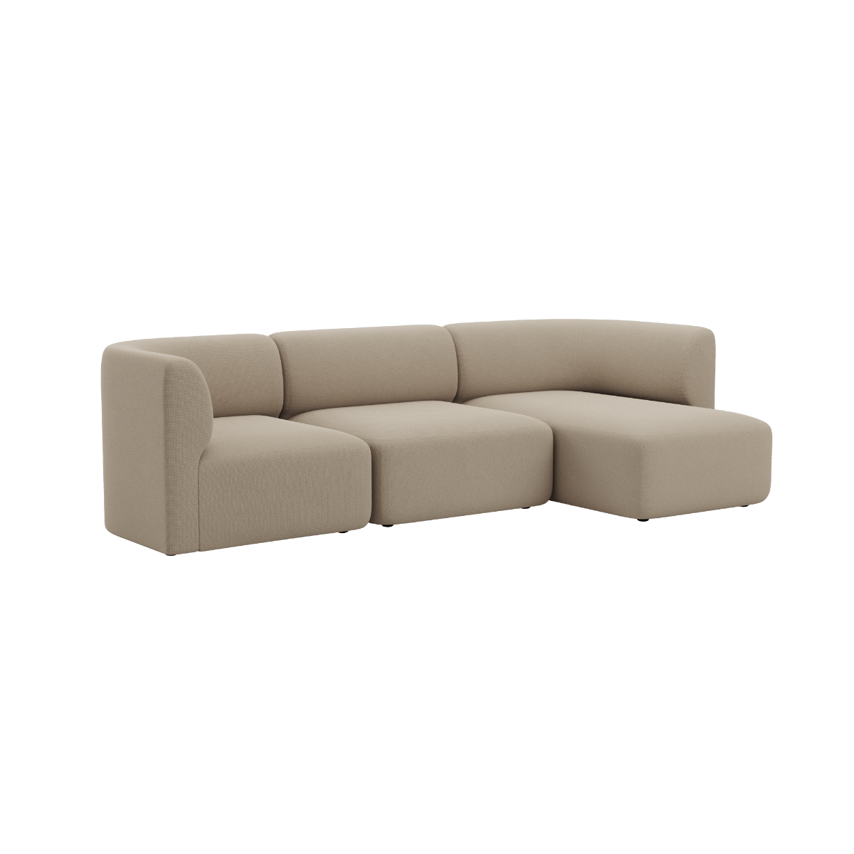 Beigefarbenes dreisitziges Sofa mit rechter Chaiselongue im skandinavischen Design von sackit | Fjord Sofa - 3 Seater Chaise Right - Cosmo Beige | SACKit
