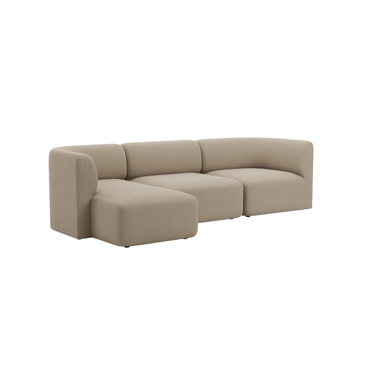 Beigefarbenes dreisitziges Sofa mit linker Ottomane und weichen Polstern im skandinavischen Design von sackit für stilvolle Wohnräume | Fjord Sofa - 3 Seater Chaise Left - Cosmo Beige | SACKit