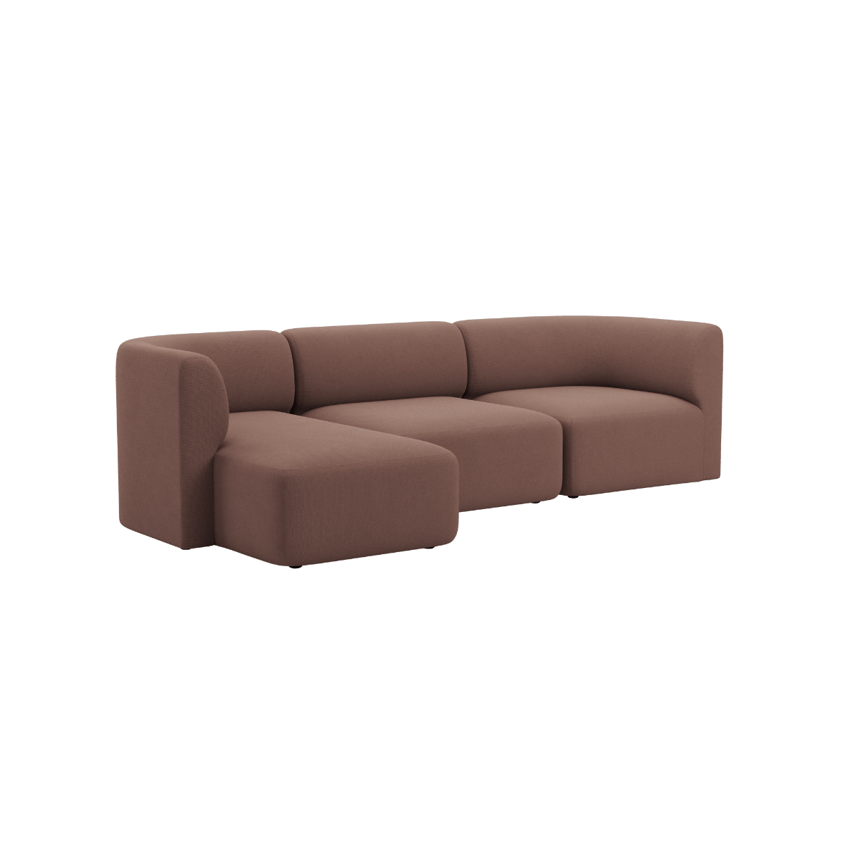 Braunes skandinavisches 3 Sitzer Sofa mit linker Chaiselongue von sackit für stilvollen Komfort im Wohnbereich | Fjord Sofa - 3 Seater Chaise Left - Cosmo Clay | SACKit
