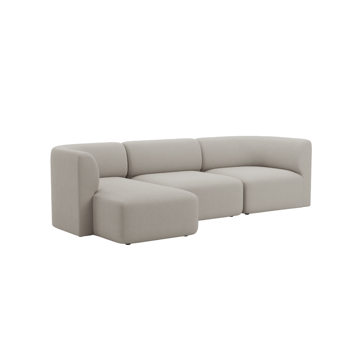 Helles dreisitziges Sofa mit linker Chaise in weichem Beige von sackit für stilvolle skandinavische Wohnräume | Fjord Sofa - 3 Seater Chaise Left - Sealife Ivory | SACKit