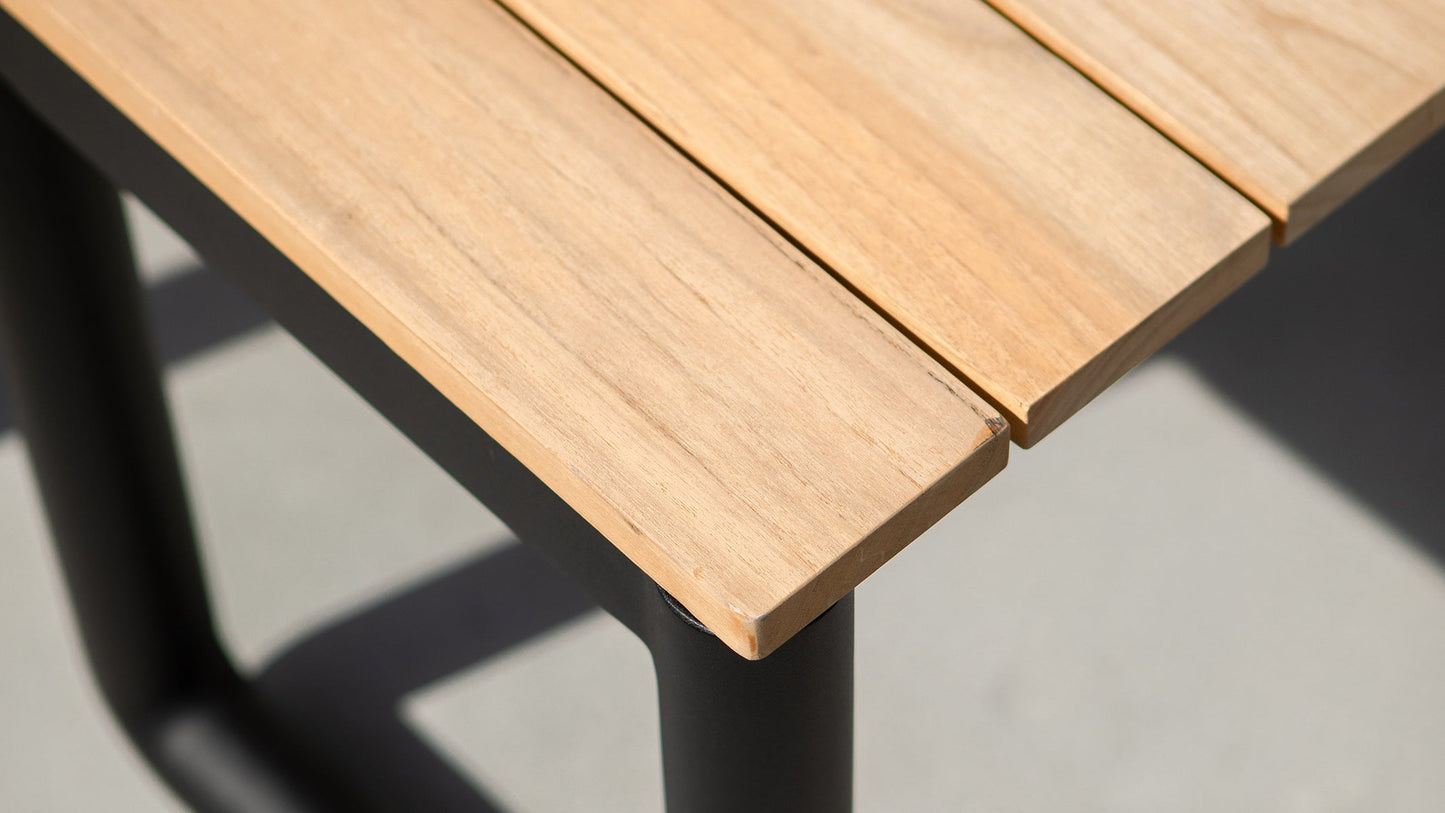 Patio Bench - 190x37 - Outdoor-Bank aus Teakholz und Aluminium