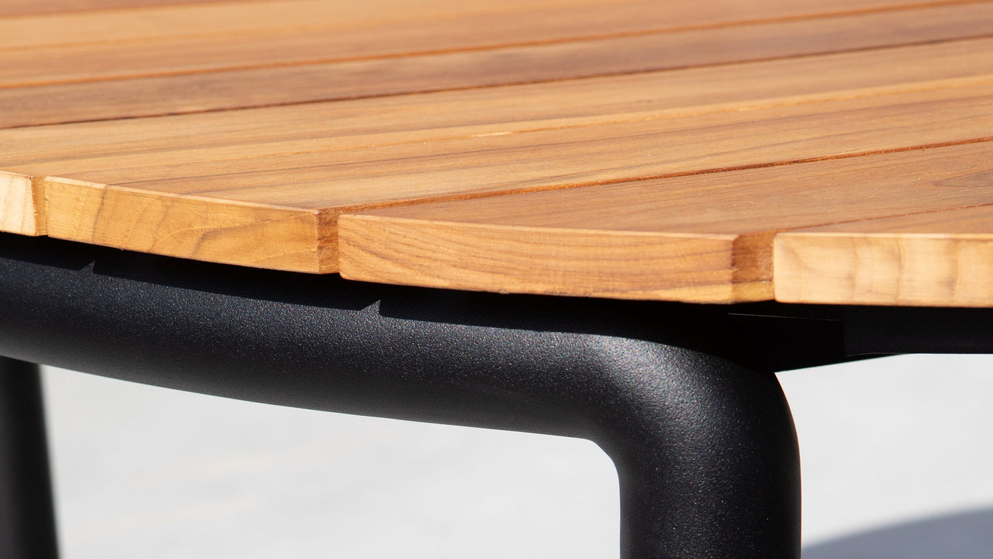 Patio Dining Table - Ø160 - Runder Outdoor-Esstisch für 6 Personen aus Teakholz und Aluminium