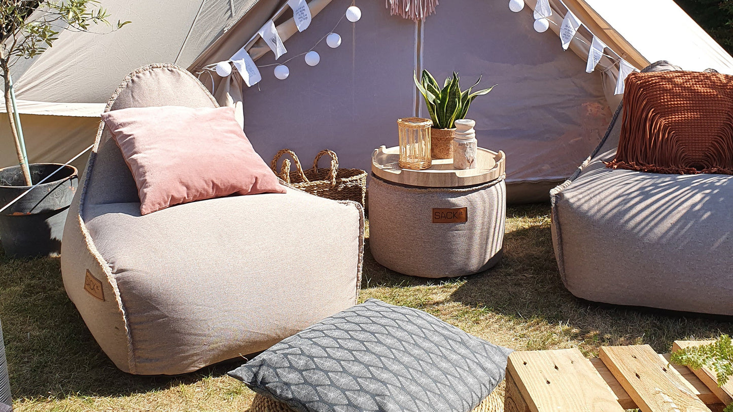 Canvas Lounge Chair & Pouf - Sitzsäcke für den Innenbereich mit Hocker