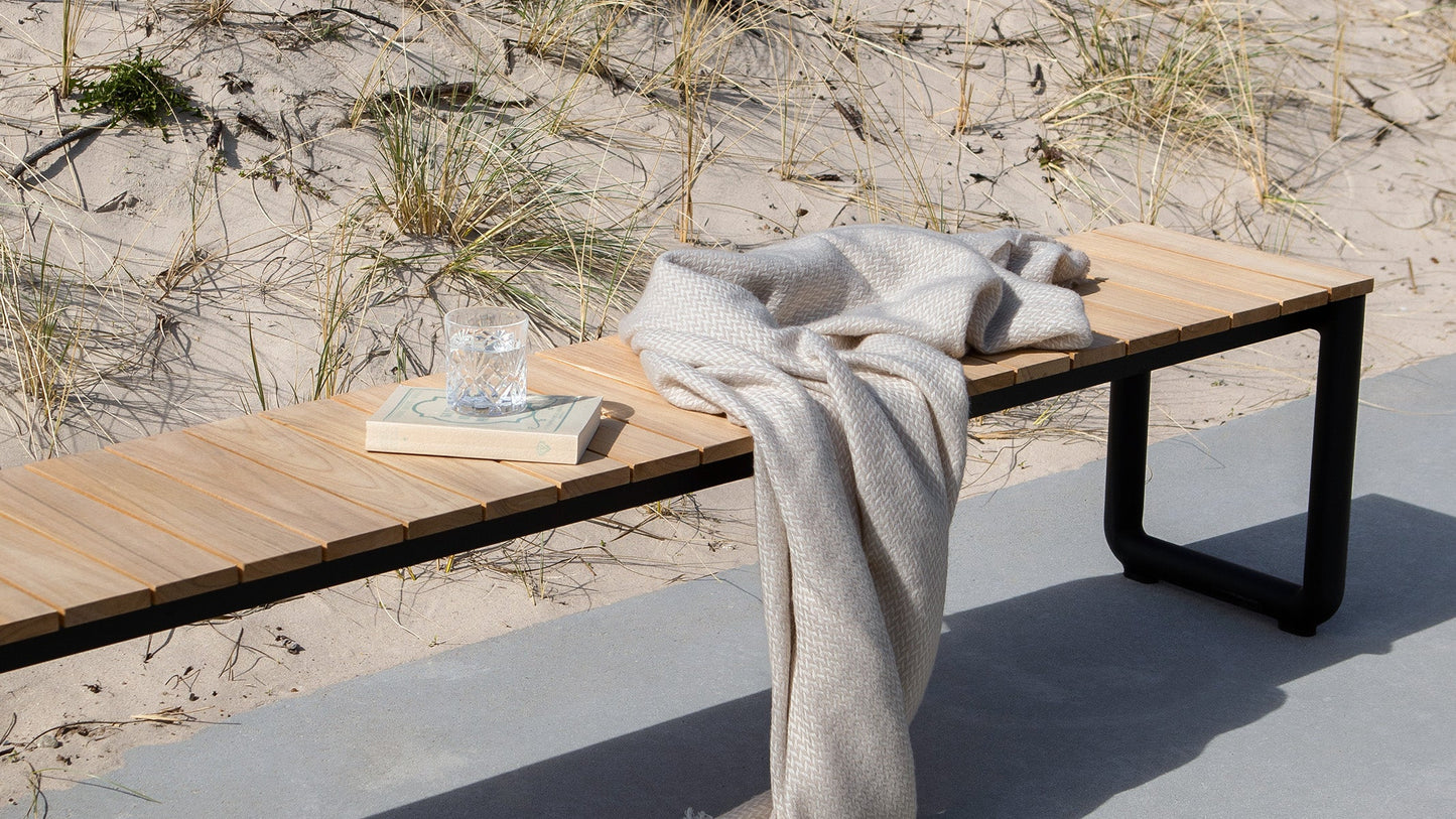 Patio Bench - 190x37 - Outdoor-Bank aus Teakholz und Aluminium