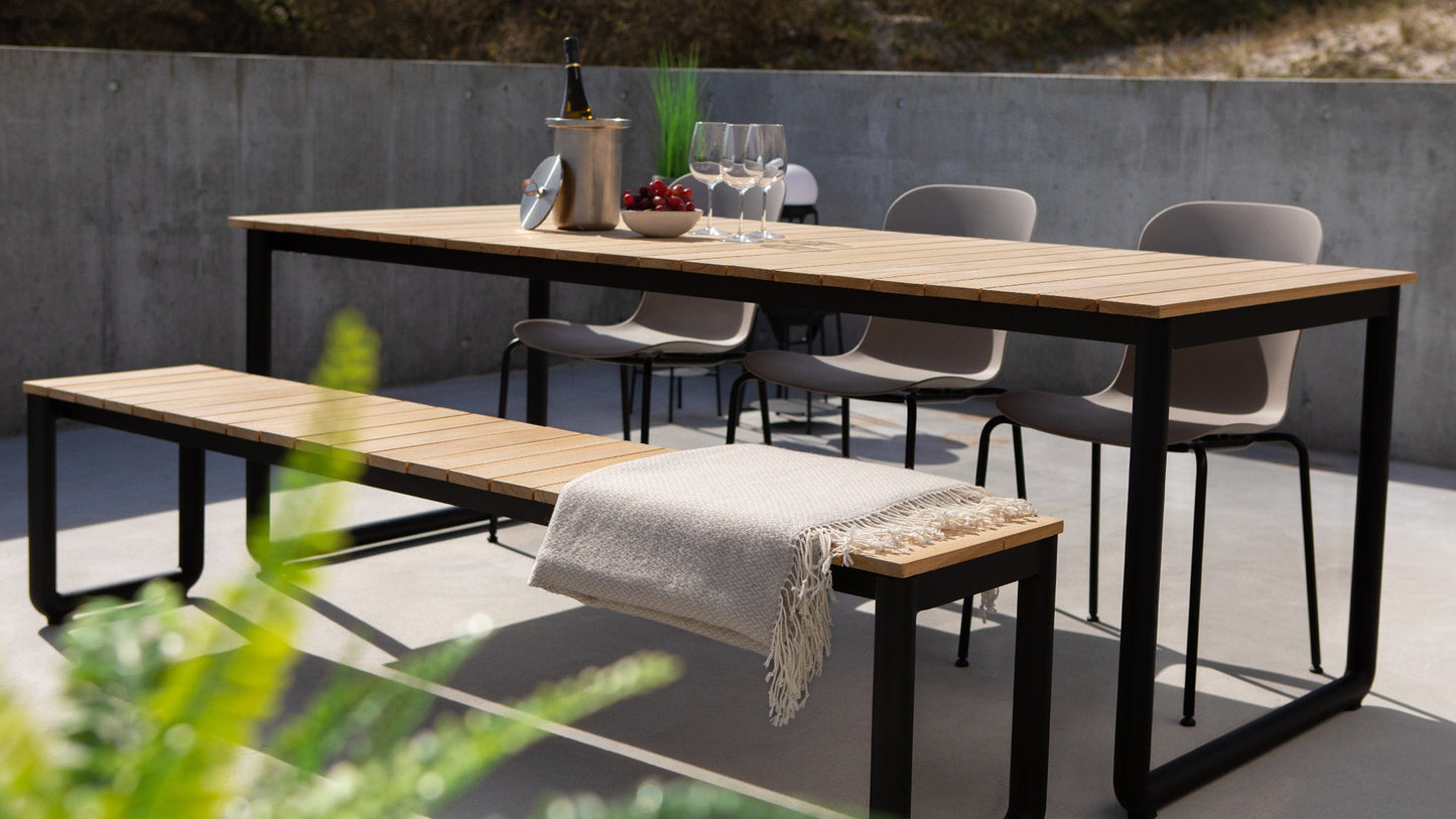 Patio Bench - 190x37 - Outdoor-Bank aus Teakholz und Aluminium