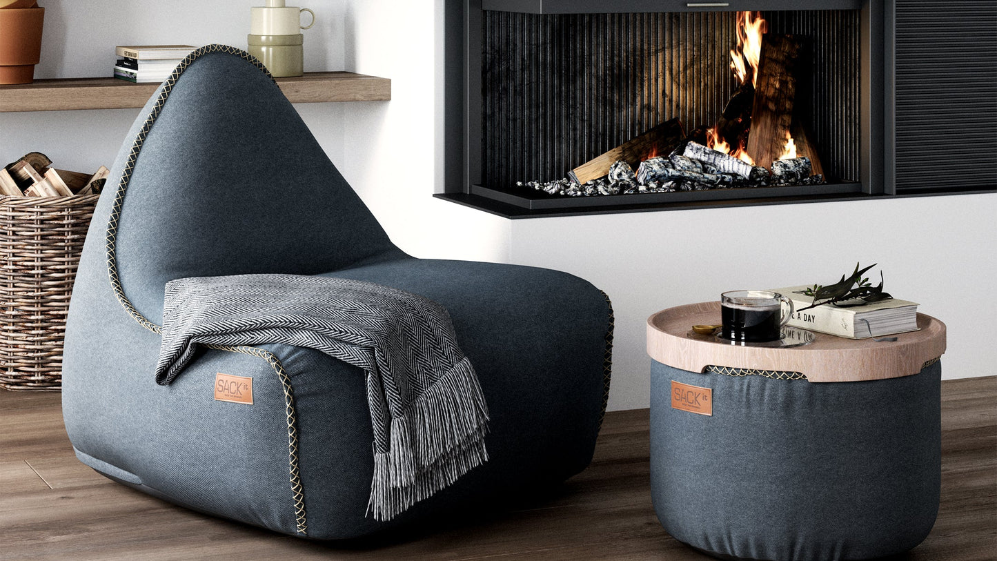 Canvas Lounge Chair & Pouf - Sitzsäcke für den Innenbereich mit Hocker