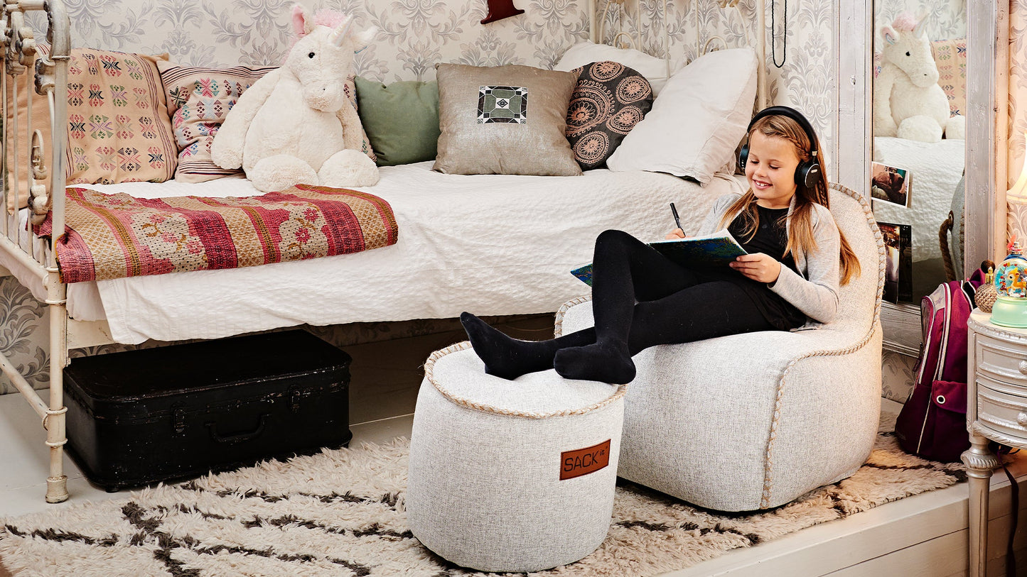 Cobana Junior Lounge Chair & Pouf - Indoor/Outdoor Sitzsack für Kinder mit Hocker