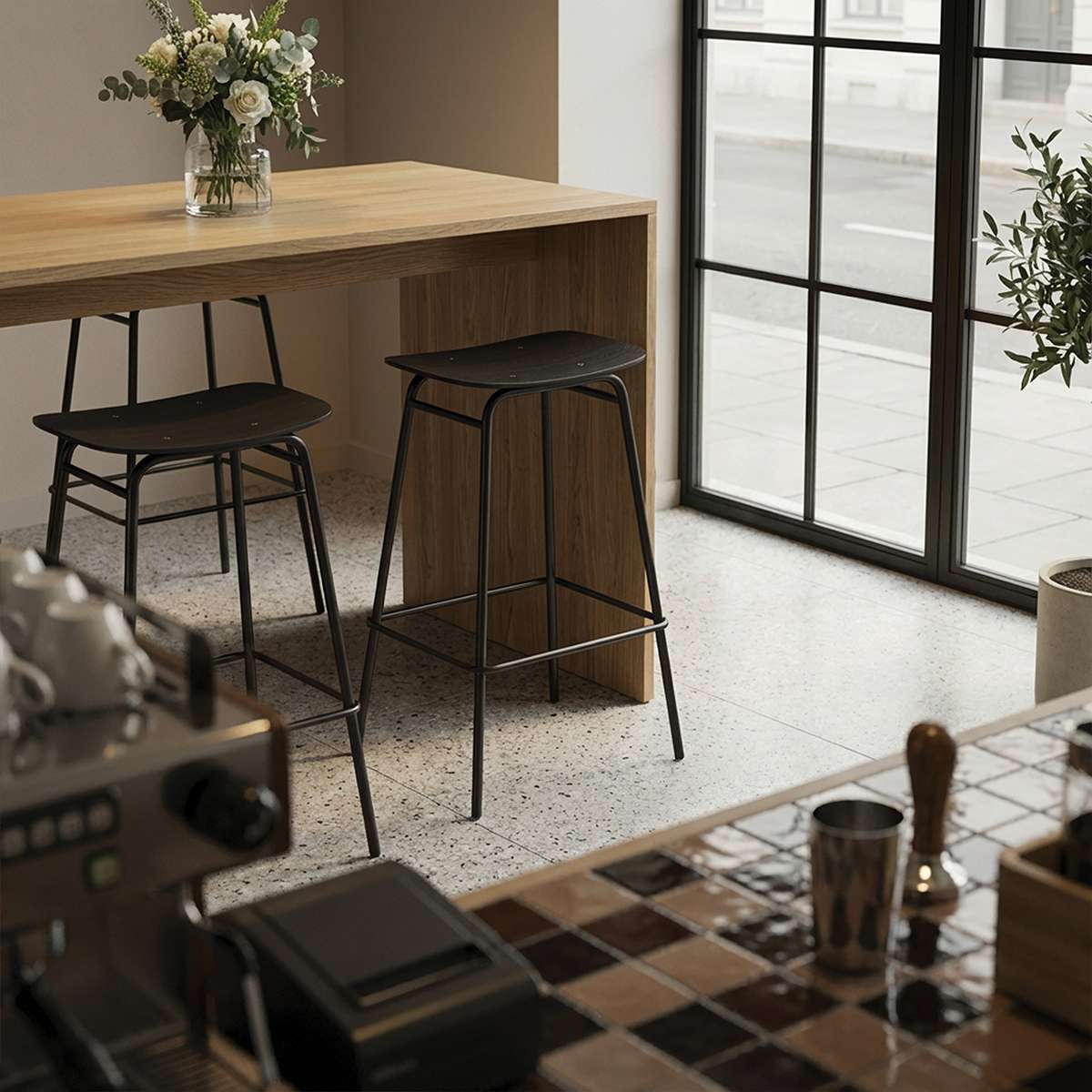 Frame Bar Stool - Wood | Frame Bar Stool - Wood - 73 cm Black Stained Oak | SACKit