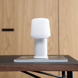 Weißer London Base Sockel aus pulverbeschichtetem Stahl, Höhe 84 mm, für Lamp Intelligent, außen und innen.