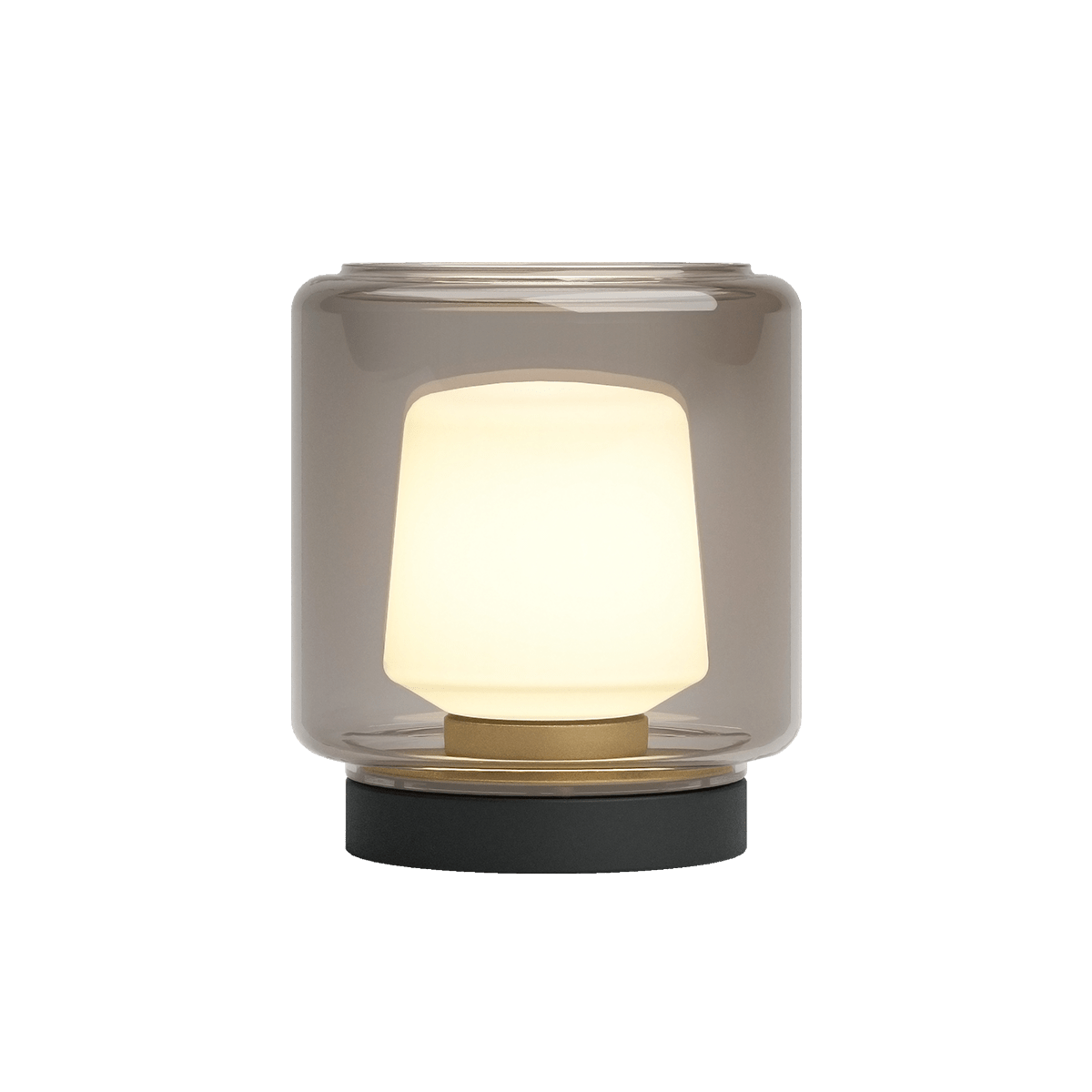 Ambience Lamp Intelligent+ mit New York Basis aus Edelstahl und rauchigem Glas, wetterfest und akkubetrieben | Ambience - Lamp Intelligent+ & New York base - | SACKit