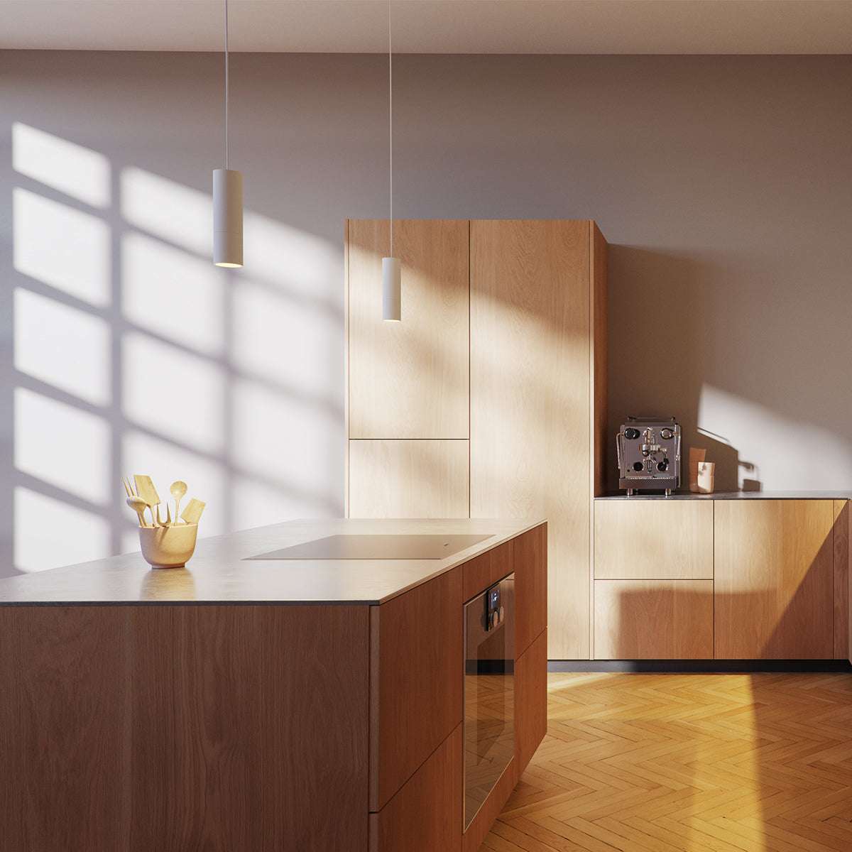 Weiße Expo Pendant Pendelleuchte aus Aluminium mit schlankem Design und langem Kabel | Expo Pendant - Polished | SACKit