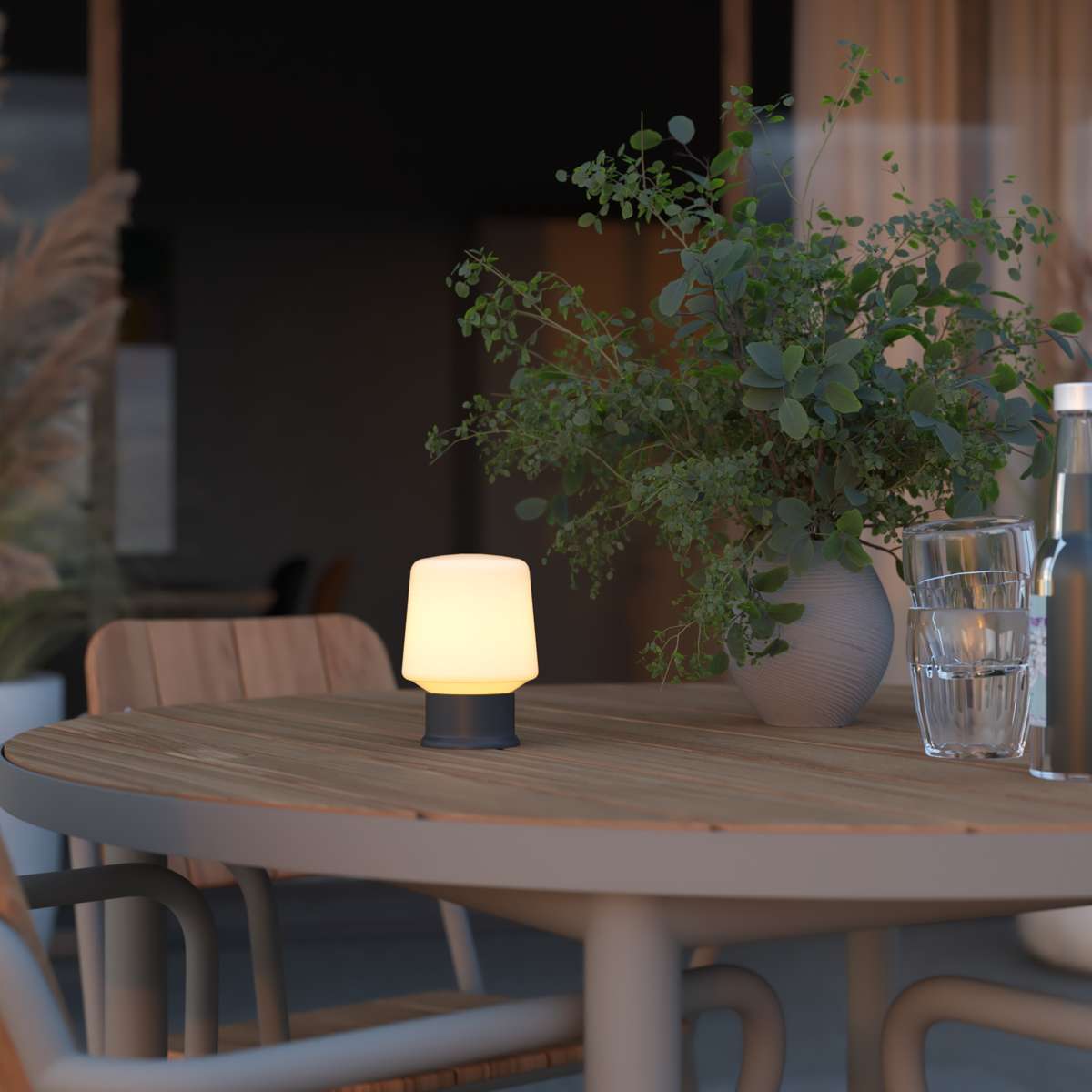 Ambience Lamp Intelligent+ in Anthrazit, kompakte runde Outdoor - Lampe mit IP67 - Schutz und Bluetooth - Steuerung | Ambience - Lamp Intelligent+ - | SACKit