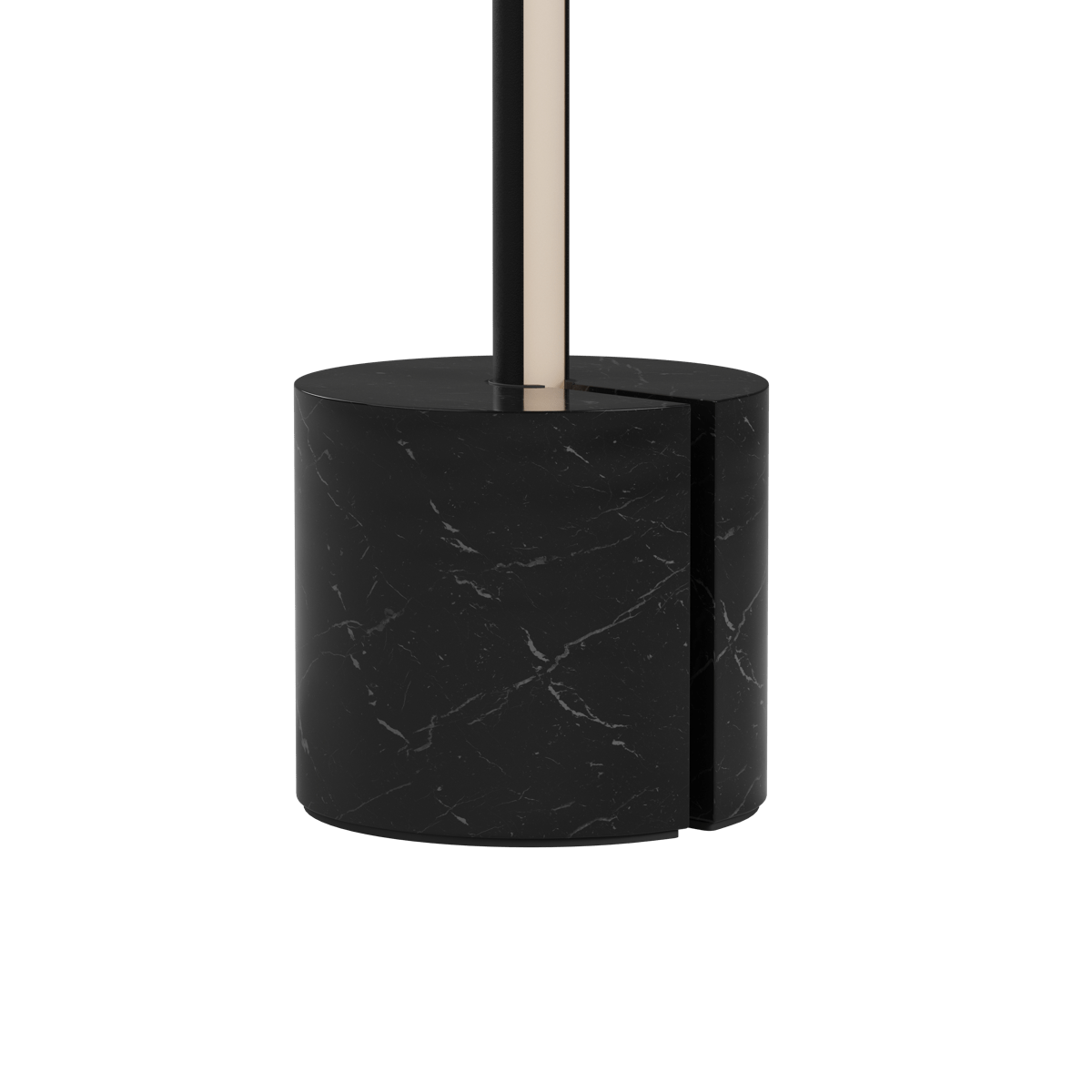 Schwarze Stehleuchte EXPO 120 mit schlankem Aluminiumprofil und Marmorfuß, warmes LED - Licht nach oben gerichtet. | EXPO 120 Black - | SACKit