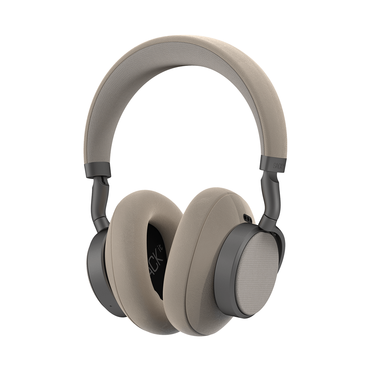 Beige SACKit Touch 410 kabellose Kopfhörer mit PU-Leder und drehbaren Ohrmuscheln