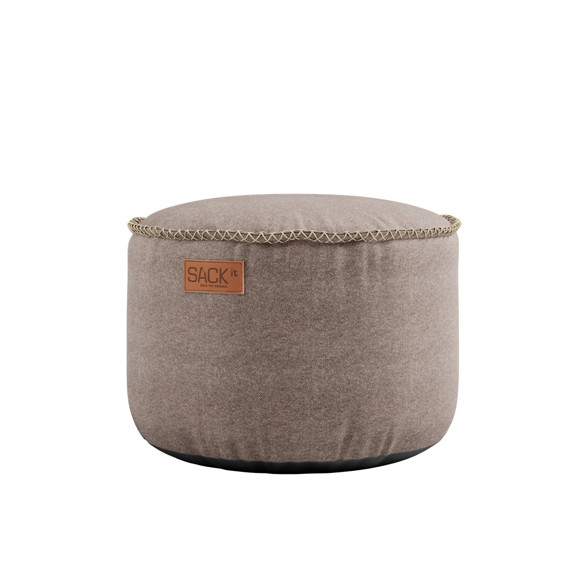 Zwei runde Canvas Poufs in Sandfarbe mit handgenähten Kanten, 50 x 35 cm groß. | Canvas Pouf 2 Pack - Canvas Sand | SACKit