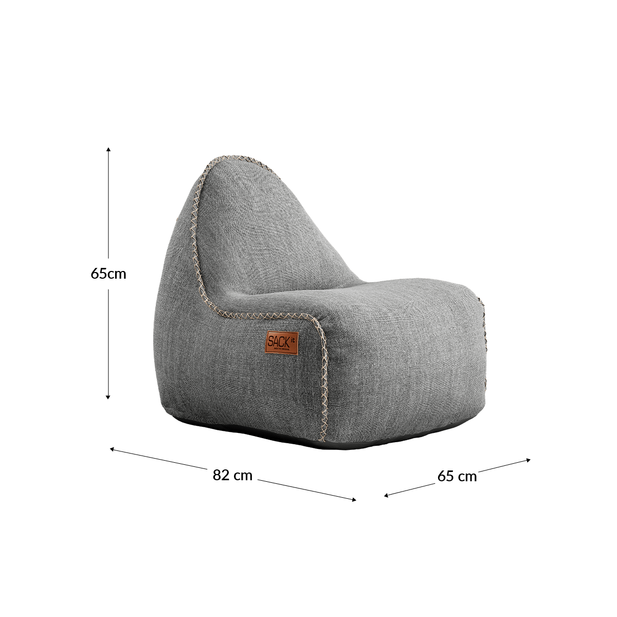 Hellgrauer Cobana Junior Lounge Chair Sitzsack für Kinder mit handgenähten Stichen und wasserabweisendem Bezug