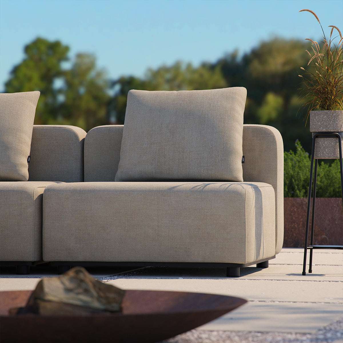 Cobana Lounge Sofa Seat in Kirra Indigo mit pulverbeschichtetem Aluminiumrahmen und Olefin - Fasern. | Cobana Lounge Sofa - Seat - Kirra Olive | SACKit