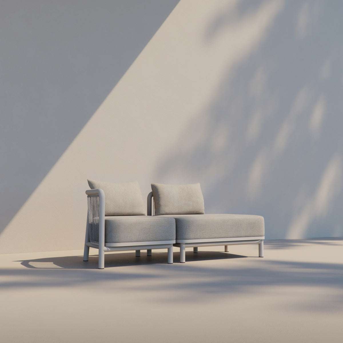 Kirra Lounge Sofa Open End Left in sandfarbenem Olefin - Gewebe mit pulverbeschichtetem Aluminiumrahmen. | Kirra Lounge Sofa - Open end left - Kirra Noir | SACKit