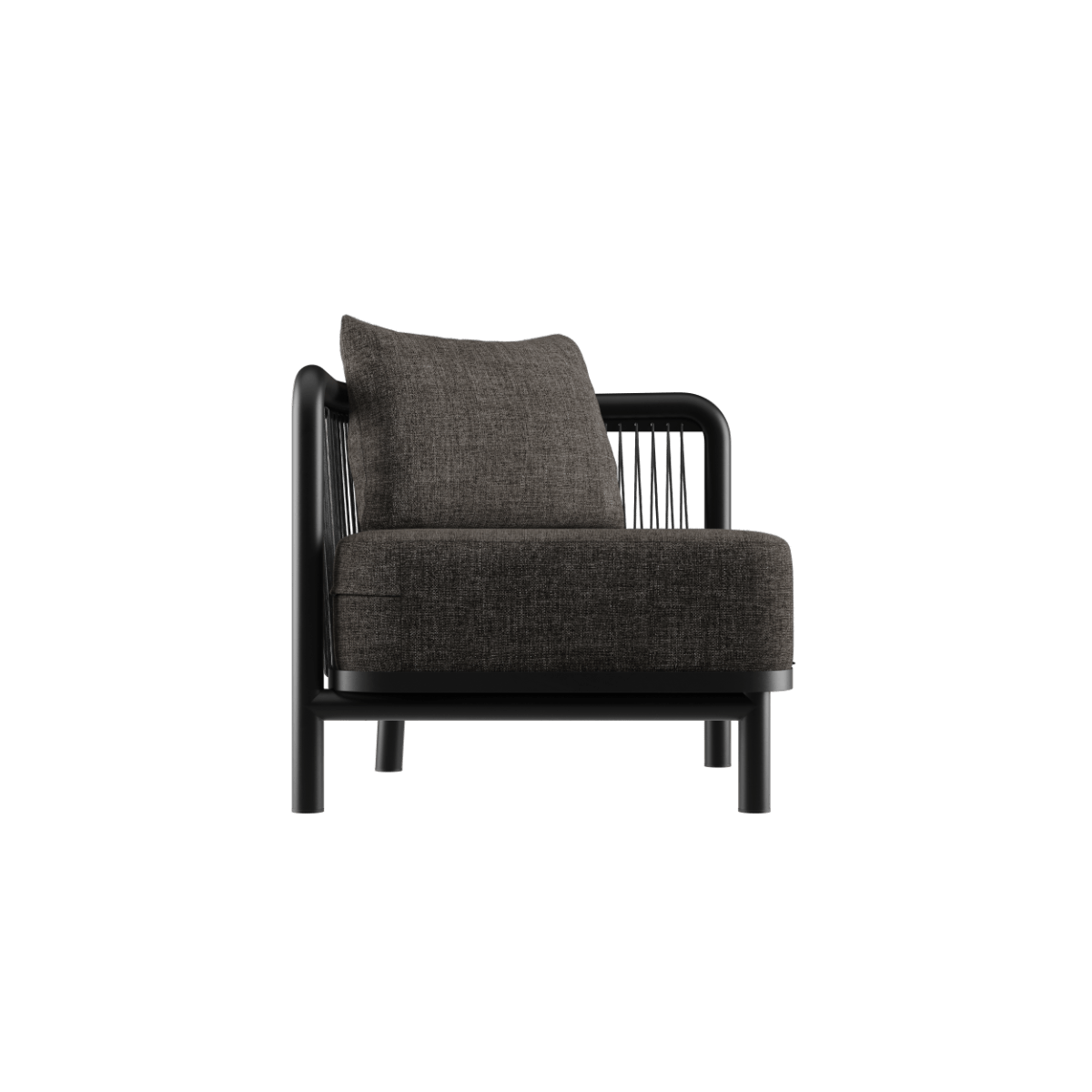 Kirra Lounge Sofa Corner in Kirra Noir mit pulverbeschichtetem Aluminiumrahmen und wasserabweisendem Olefin - Textil | Kirra Lounge Sofa - Corner - Kirra Noir | SACKit