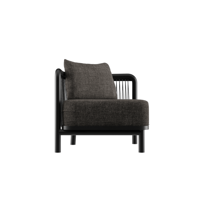 Kirra Lounge Sofa Corner in Kirra Noir mit pulverbeschichtetem Aluminiumrahmen und wasserabweisendem Olefin - Textil | Kirra Lounge Sofa - Corner - Kirra Noir | SACKit