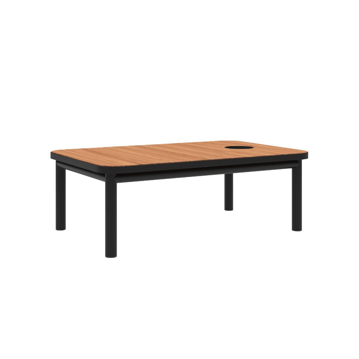 Kirra Coffee Table in Schwarz mit Accessory Fit, Aluminiumrahmen und Teakholzplatte, Outdoor - Couchtisch | Kirra Coffee Table - Noir Mit Accessory Fit | SACKit