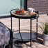 Moderner Patio Serving Table aus pulverbeschichtetem Stahl mit Teakholz - Serviertablett im Außenbereich | Patio Serving Table w/ Patio Serving Tray - | SACKit