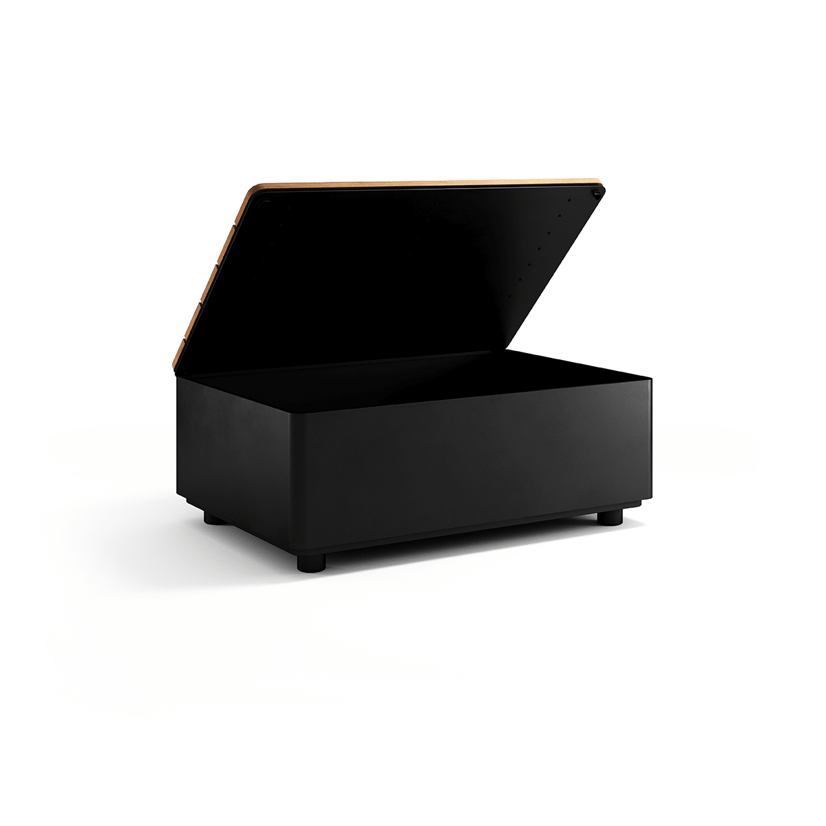 Schwarzer Aluminium - und Teakholz Patio Storage Table mit Stauraum, rechteckig, 95x65x37 cm | Patio Storage Table - | SACKit