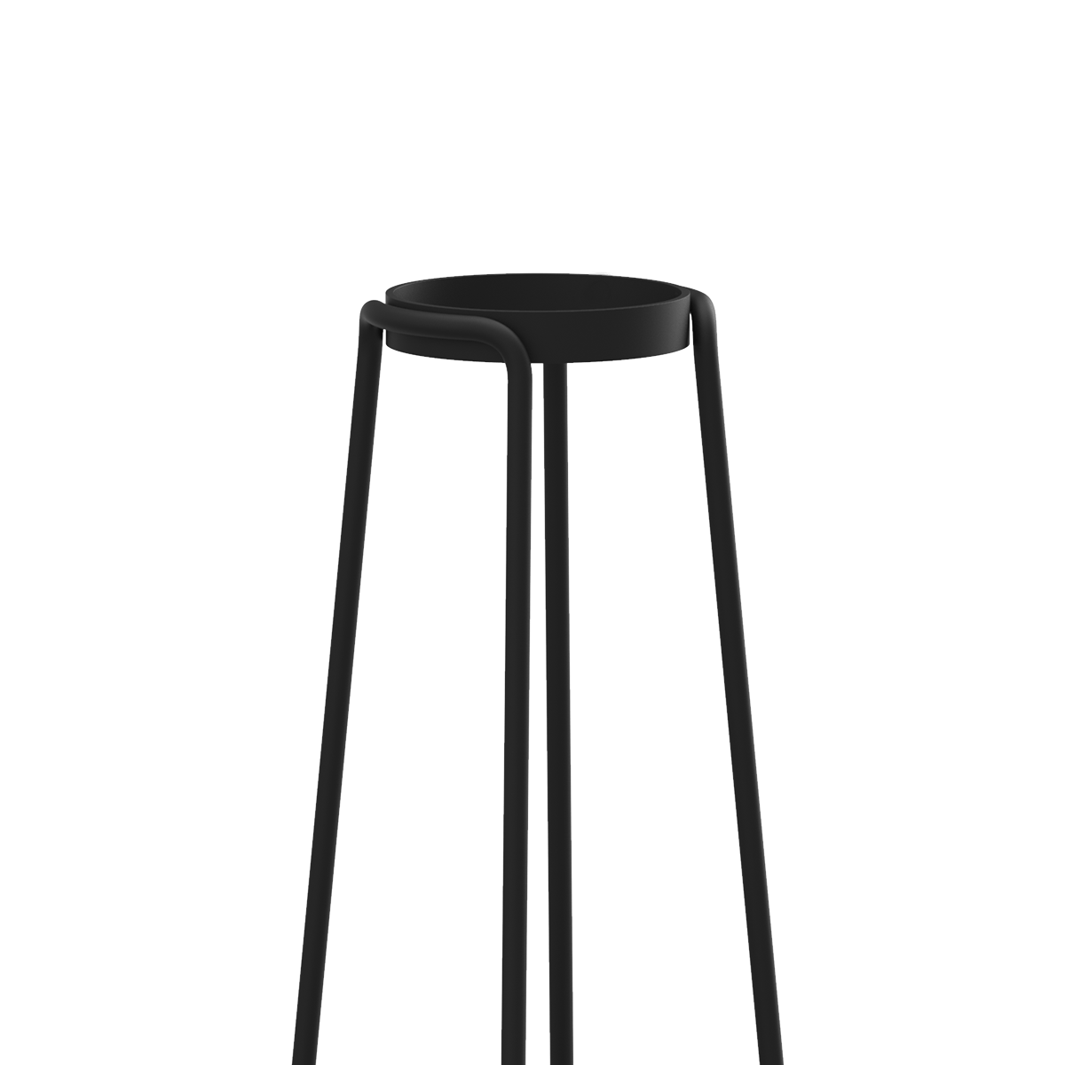 Schwarzer pulverbeschichteter Edelstahlständer mit rundem Ø14 Zubehörhalter für Outdoorbereich.