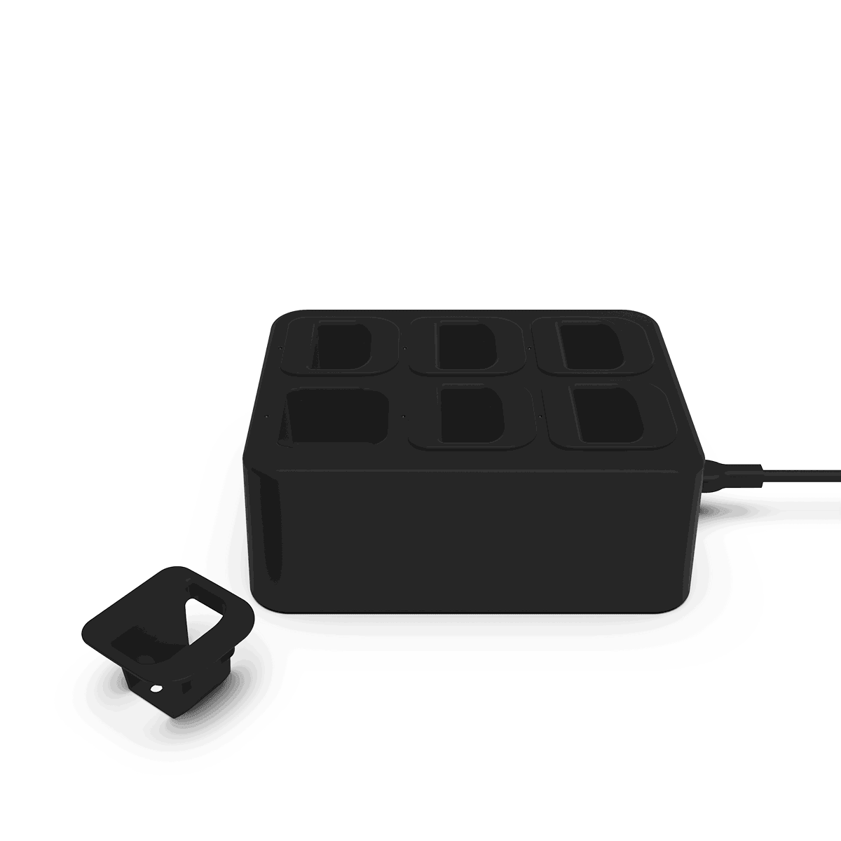 Weiße Battery Charging Station aus ABS - Kunststoff mit sechs Ladepunkten und EU - Stecker - Kabel. | Light - Battery Charging Station - | SACKit