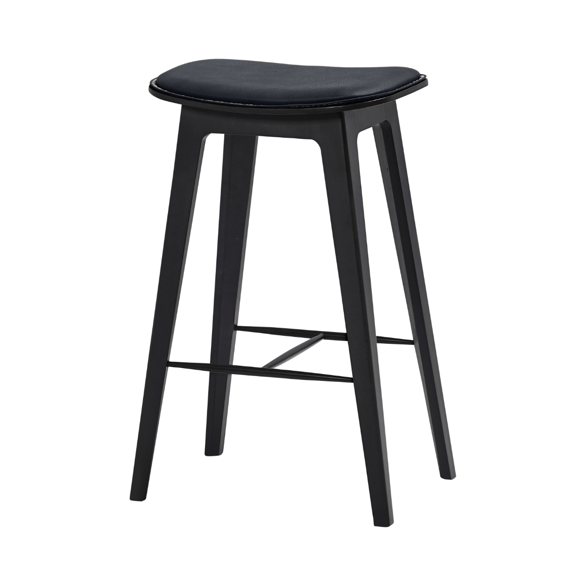  | Nordic Bar Stool - Beech with stitches [Contract] - 68 cm Terra Black | SACKit